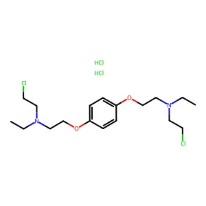 Benzene, bis(p-beta-(N-beta'-chloroethyl-N-ethylamino)ethoxy)-, dihydrochloride structure