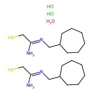 N-(Cycloheptylmethyl)(sulfanyl)ethanimidamide--hydrogen chloride--water (2/2/1) structure