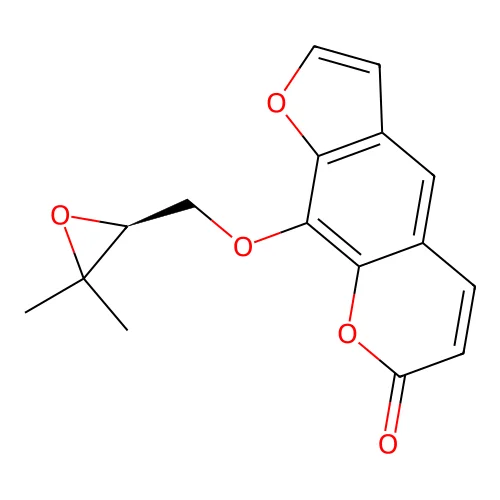 9-(((2S)-3,3-dimethyloxiran-2-yl)methoxy)furo(3,2-g)chromen-7-one structure