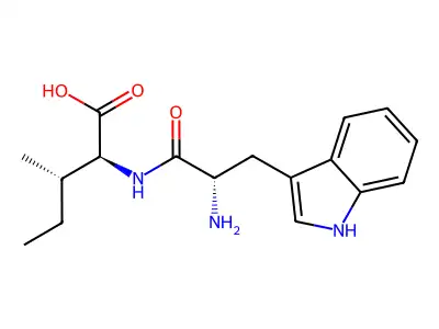 (2S)-2-[[2-amino-3-(1H-indol-3-yl)propanoyl]amino]-3-methylpentanoic acid structure
