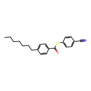 Benzenecarbothioic acid, 4-heptyl-, S-(4-cyanophenyl) ester structure
