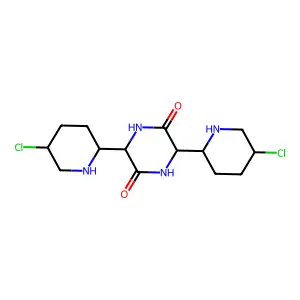3,6-Bis(5-chloro-2-piperidyl)-2,5-piperazinedione structure