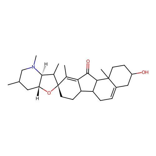 3-Hydroxy-28-methyl-17,23-epoxyveratraman-11-one structure