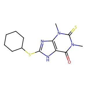 8-(Cyclohexylthio)-1,2,3,9-tetrahydro-1,3-dimethyl-2-thioxo-6H-purin-6-one structure