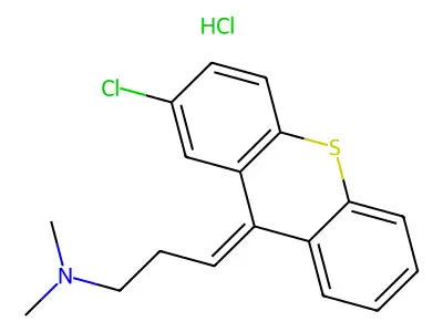 2-Chloro-9-(3-dimethylaminopropylidene)thioxanthene hydrochloride structure
