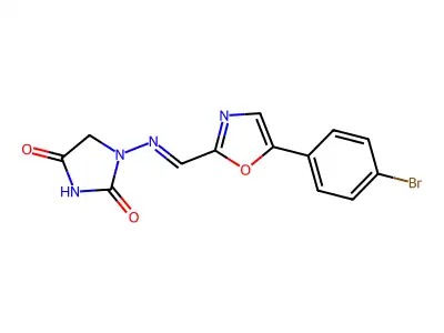 1-[[5-(4-Bromophenyl)-1,3-oxazol-2-yl]methylideneamino]imidazolidine-2,4-dione structure