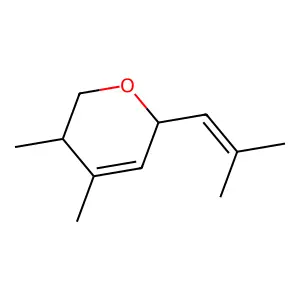 2H-Pyran, 5,6-dihydro-4,5-dimethyl-2-(2-methyl-1-propen-1-yl)- structure