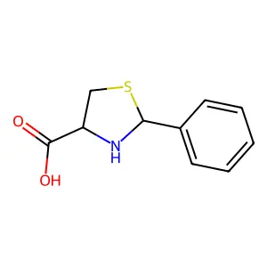 (2S,4R)-2-phenyl-1,3-thiazolidine-4-carboxylic acid structure