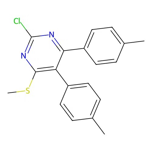 Pyrimidine, 2-chloro-4,5-bis(4-methylphenyl)-6-(methylthio)- structure