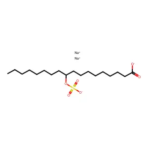 Octadecanoic acid, 10-(sulfooxy)-, sodium salt (1:2) structure