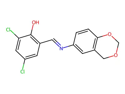 2-(4H-1,3-benzodioxin-6-yliminomethyl)-4,6-dichlorophenol structure