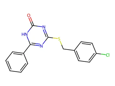 4-[(4-Chlorobenzyl)thio]-6-phenyl-1,3,5-triazin-2-ol structure