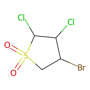 Thiophene, 4-bromo-2,3-dichlorotetrahydro-, 1,1-dioxide structure