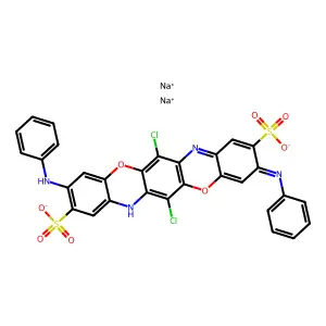 Disodium 6,13-dichloro-3,10-bis(phenylamino)triphenodioxazine-2,9-disulphonate structure