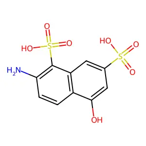 2-Amino-5-hydroxynaphthalene-1,7-disulphonic acid structure