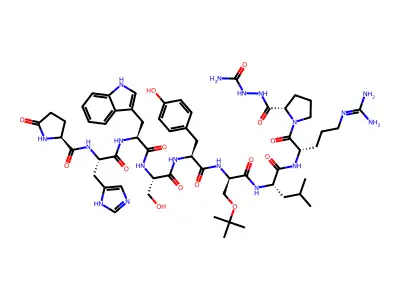 Pyr-D-His-Trp-Ser-Tyr-D-Ser(tBu)-Leu-Arg-Pro-Azagly-NH2 structure