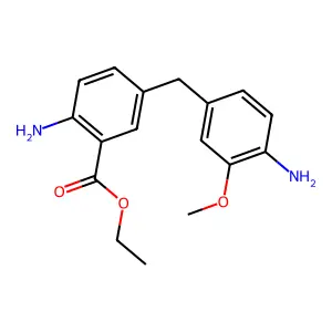 Benzoic acid, 2-amino-5-[(4-amino-3-methoxyphenyl)methyl]-, ethyl ester structure