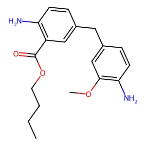 Benzoic acid, 2-amino-5-[(4-amino-3-methoxyphenyl)methyl]-, butyl ester structure