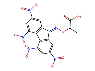 alpha-(2,4,5,7-Tetranitro-9-fluorenyldieneaminooxy)propionic acid structure