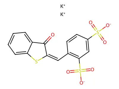 Dipotassium;4-[(3-oxo-1-benzothiophen-2-ylidene)methyl]benzene-1,3-disulfonate structure