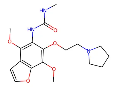 N-(4,7-Dimethoxy-6-(2-(1-pyrrolidinyl)ethoxy)-5-benzofuranyl)-N'-methylurea structure
