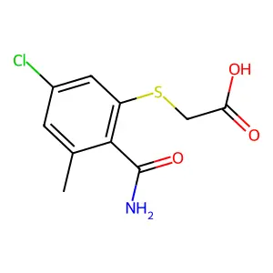Acetic acid, 2-((2-(aminocarbonyl)-5-chloro-3-methylphenyl)thio)- structure