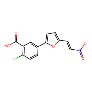 2-chloro-5-{5-[(Z)-2-nitroethenyl]furan-2-yl}benzoic acid structure