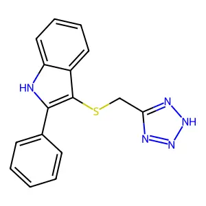 1H-Indole, 2-phenyl-3-((1H-tetrazol-5-ylmethyl)thio)- structure