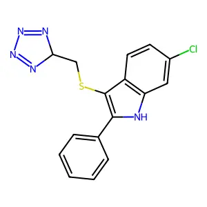 1H-Indole, 6-chloro-2-phenyl-3-((1H-tetrazol-5-ylmethyl)thio)- structure