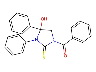 1-Benzoyl-4-hydroxy-3,4-diphenyl-2-imidazolidinethione structure