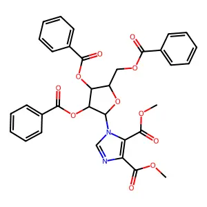 dimethyl 1-[3,4-dibenzoyloxy-5-(benzoyloxymethyl)oxolan-2-yl]imidazole-4,5-dicarboxylate structure