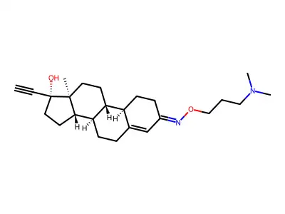 Norethindrone 3-(O-dimethylaminopropyl)oxime structure