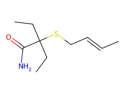 2-But-2-enylsulfanyl-2-ethylbutanamide structure