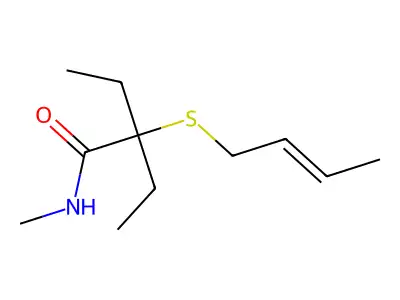 2-but-2-enylsulfanyl-2-ethyl-N-methylbutanamide structure