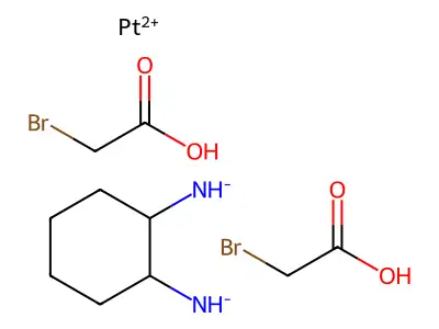 (2-Azanidylcyclohexyl)azanide;bis(2-bromoacetic acid);platinum(2+) structure