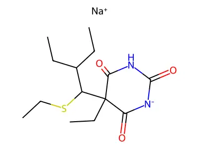 5-Ethyl-5-(2-ethyl-1-ethylsulfanylbutyl)-1,3-diazinane-2,4,6-trione structure