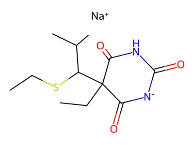 5-Ethyl-5-(1-ethylsulfanyl-2-methylpropyl)-1,3-diazinane-2,4,6-trione structure