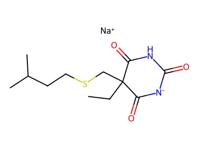 5-Ethyl-5-(3-methylbutylsulfanylmethyl)-1,3-diazinane-2,4,6-trione structure