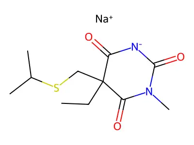 5-Ethyl-1-methyl-5-(propan-2-ylsulfanylmethyl)-1,3-diazinane-2,4,6-trione structure