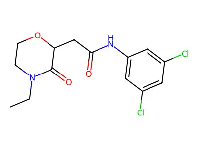 N-(3,5-dichlorophenyl)-2-(4-ethyl-3-oxomorpholin-2-yl)acetamide structure