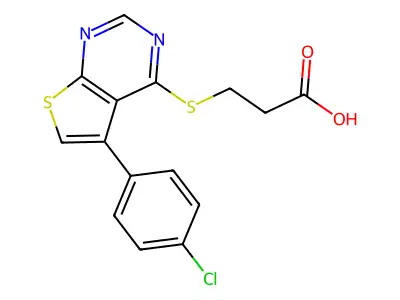 3-((5-(4-Chlorophenyl)thieno[2,3-d]pyrimidin-4-yl)thio)propanoic acid structure