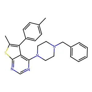 4-(4-Benzylpiperazin-1-yl)-6-methyl-5-(p-tolyl)thieno[2,3-d]pyrimidine structure