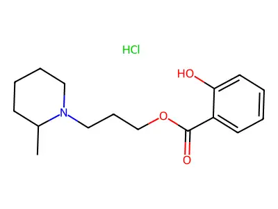 m-Hydroxybenzoic acid 3-(2-methylpiperidino)propyl ester hydrochloride structure
