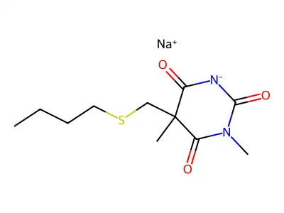 5-(Butylsulfanylmethyl)-1,5-dimethyl-1,3-diazinane-2,4,6-trione structure