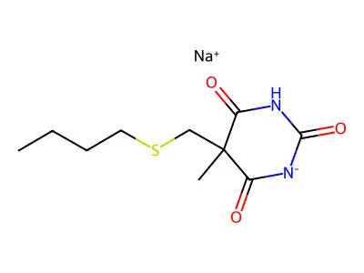 5-(Butylsulfanylmethyl)-5-methyl-1,3-diazinane-2,4,6-trione structure