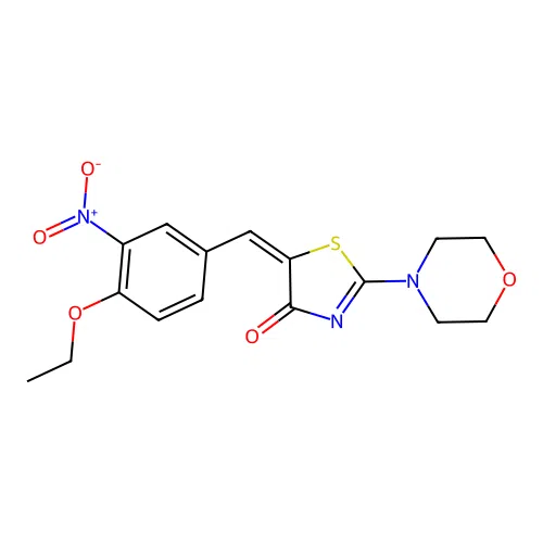 (5E)-5-(4-ethoxy-3-nitrobenzylidene)-2-(morpholin-4-yl)-1,3-thiazol-4(5H)-one structure