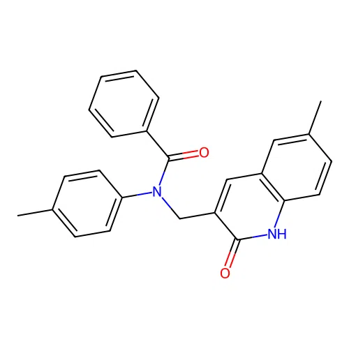 N-[(6-methyl-2-oxo-1H-quinolin-3-yl)methyl]-N-(4-methylphenyl)benzamide structure