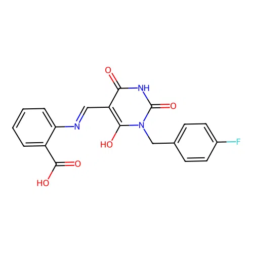 2-[[1-[(4-fluorophenyl)methyl]-2,4,6-trioxo-1,3-diazinan-5-ylidene]methylamino]benzoic Acid structure