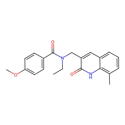 N-ethyl-4-methoxy-N-[(8-methyl-2-oxo-1H-quinolin-3-yl)methyl]benzamide structure