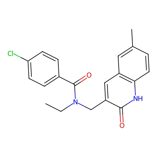 4-chloro-N-ethyl-N-[(6-methyl-2-oxo-1,2-dihydroquinolin-3-yl)methyl]benzamide structure